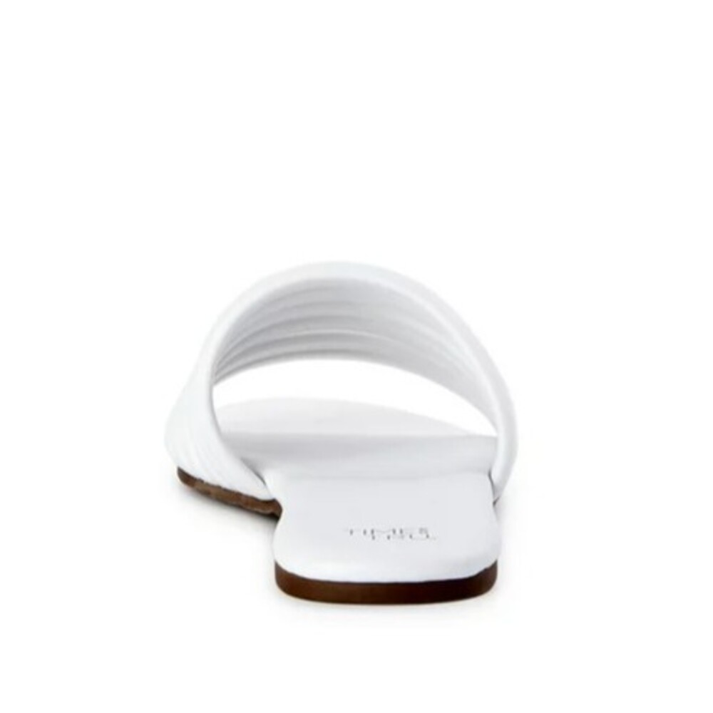 White Slides Sandals women's 11 Slip On shoes Multi-Band Memory Foam - Picture 4 of 9